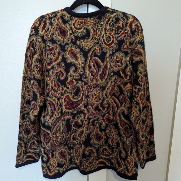 😄 Norton McNaughton vintage paisley cardigan sweater sz L - Picture 2 of 6